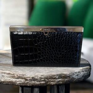 Snake print clutch wallet